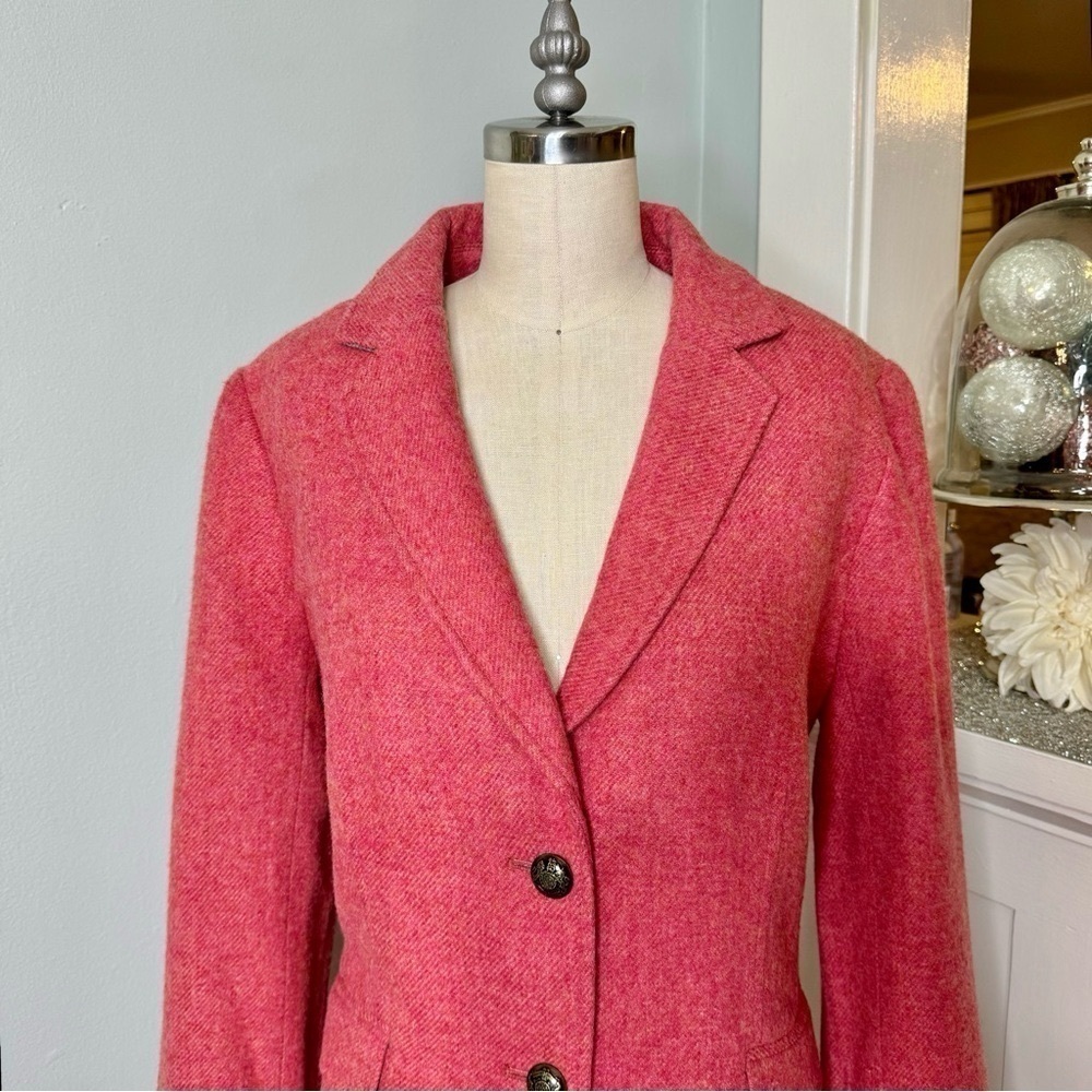 Talbots Classic Shetland Blazer Jacket Twill Pink Coral Herringbone 12 NWT - Picture 5 of 12